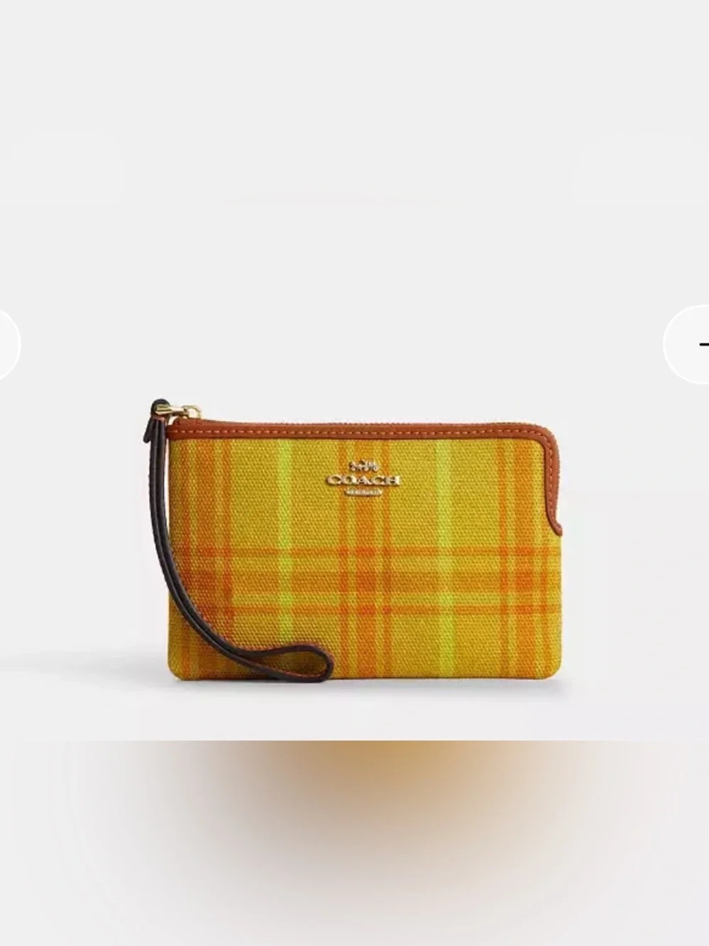 Coach Corner Zip Wristlet in Regenerative Cotton Plaid